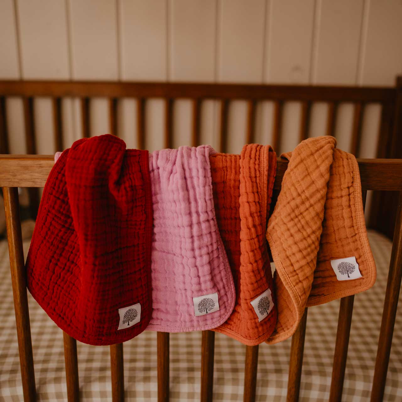 Parker Baby Co. - Wholesale Burp Cloth Set - Baby - Rose Set - Muslin Burp Cloths (4 Pack)2