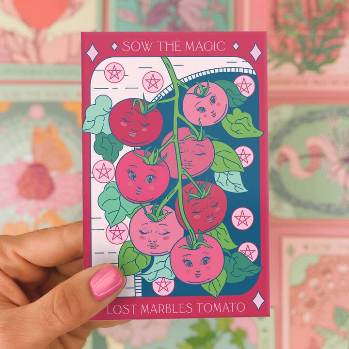 Paquet de graines de tomates Lost Marbles Tarot pour la vente par Sow the Magic