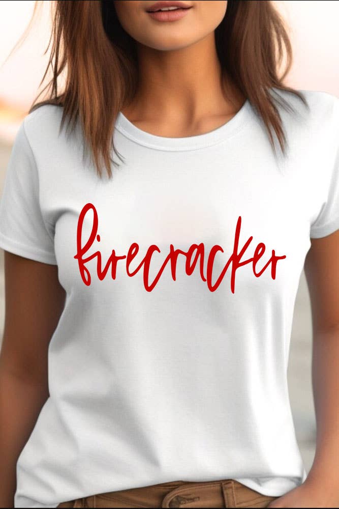 Top Avenue – T-shirt estampada - Mulher por atacado – Firecracker, 4 de Julho, PLUS T-Shirt Unissex Gola Redonda15
