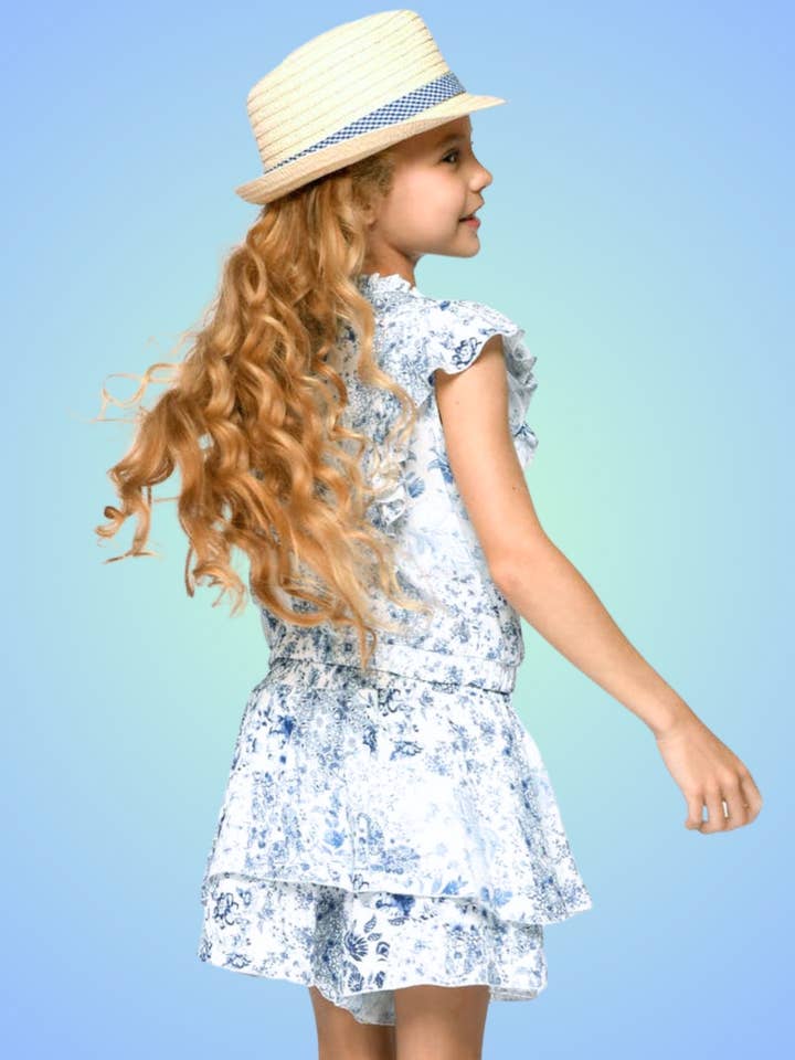 PRINTED TIERED SKORT WITH TASSEL for wholesale by Hannah Banana , Baby Sara