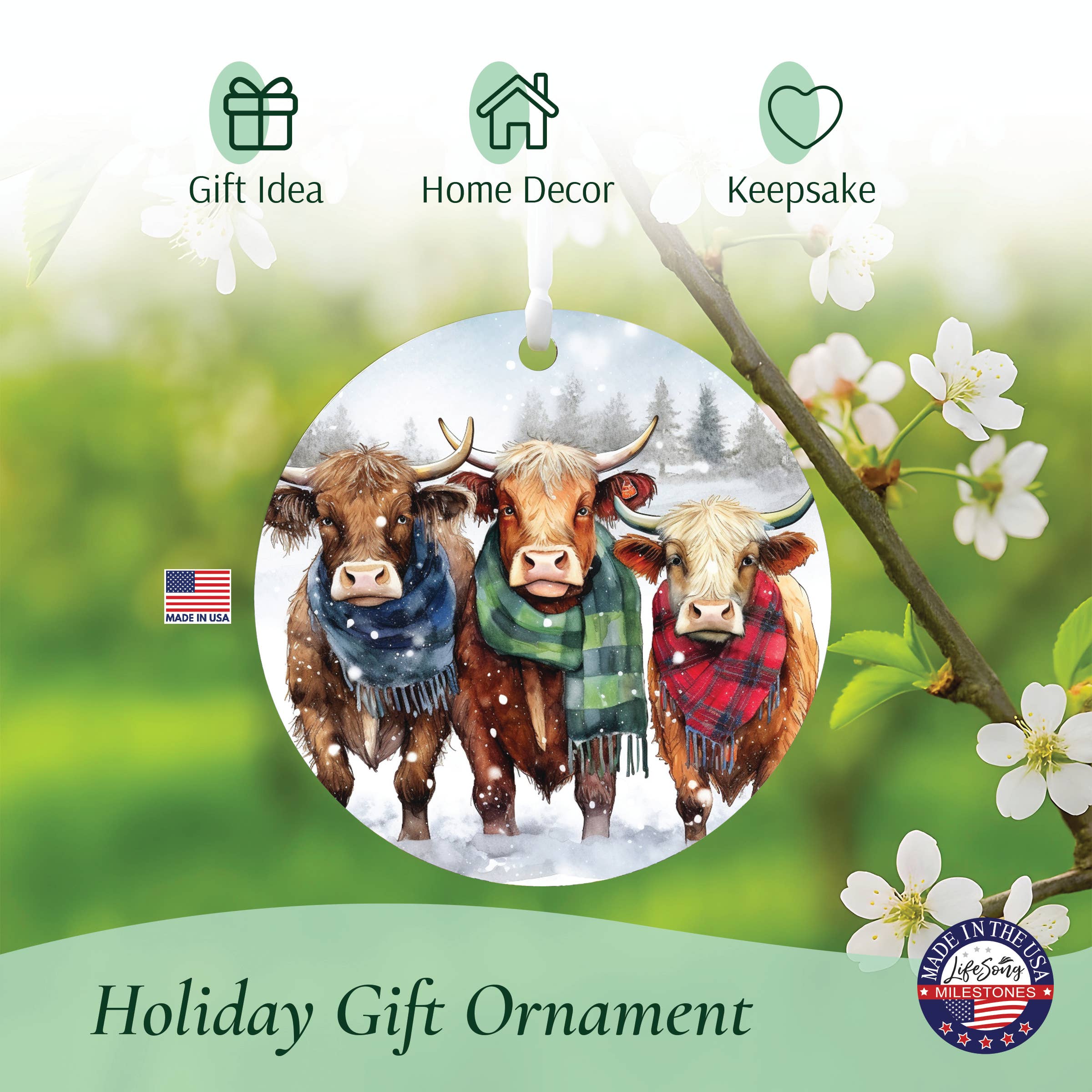 LifeSong Milestones - Wholesale Ornament - Highland Cow Holiday Ornament for Home Decor5