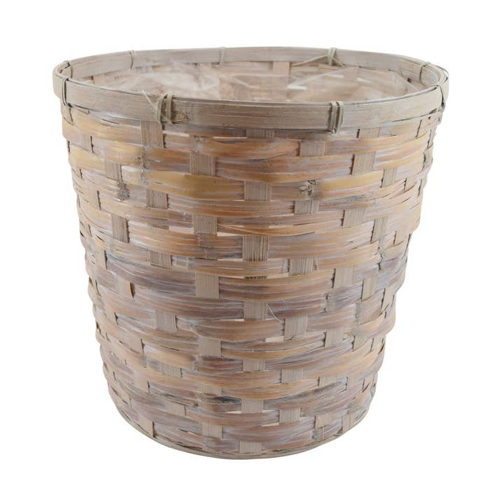 10" Rattan Kurvepotteovertræk, Hvidvasket for engroshandel hos Tremont Floral Supplies