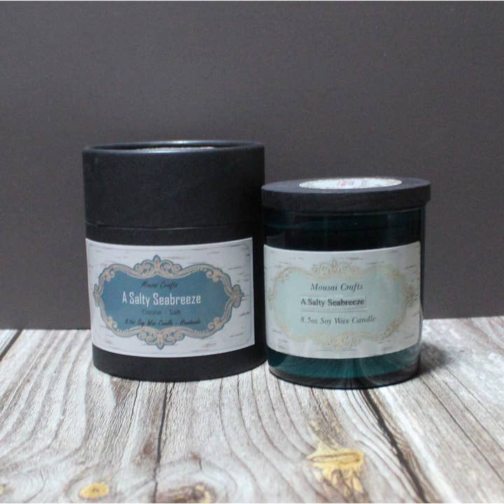 Mousai Crafts - Wholesale Jar/Filled Candle - A Salty Seabreeze 8.5oz Soy Wax Candle7