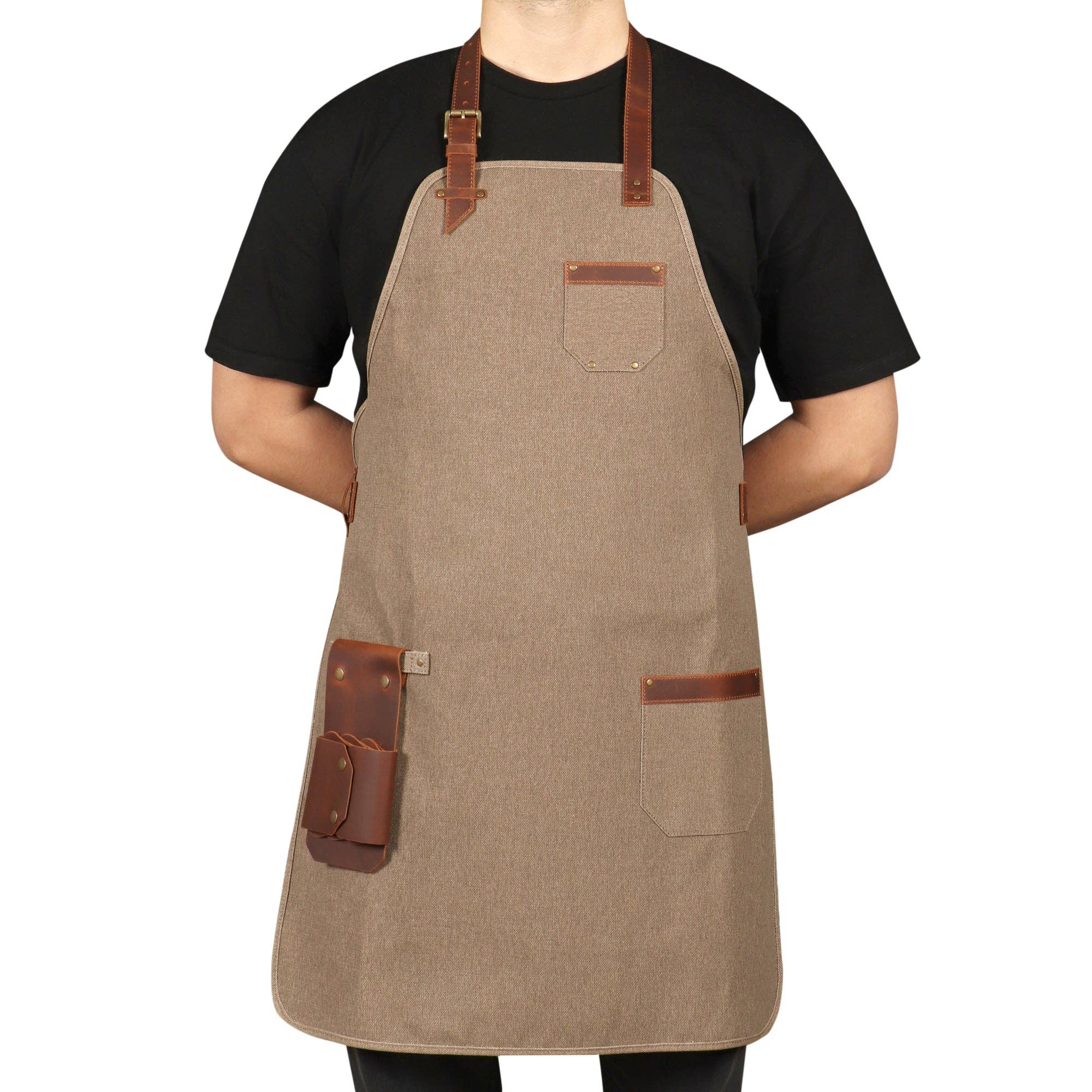 Londo - Wholesale Apron - Otto Angelino Personalized Canvas Cooking Apron, Working Apron with Customization, Workshop Apron with Pockets, Woodworking Apron with Tool Pockets19