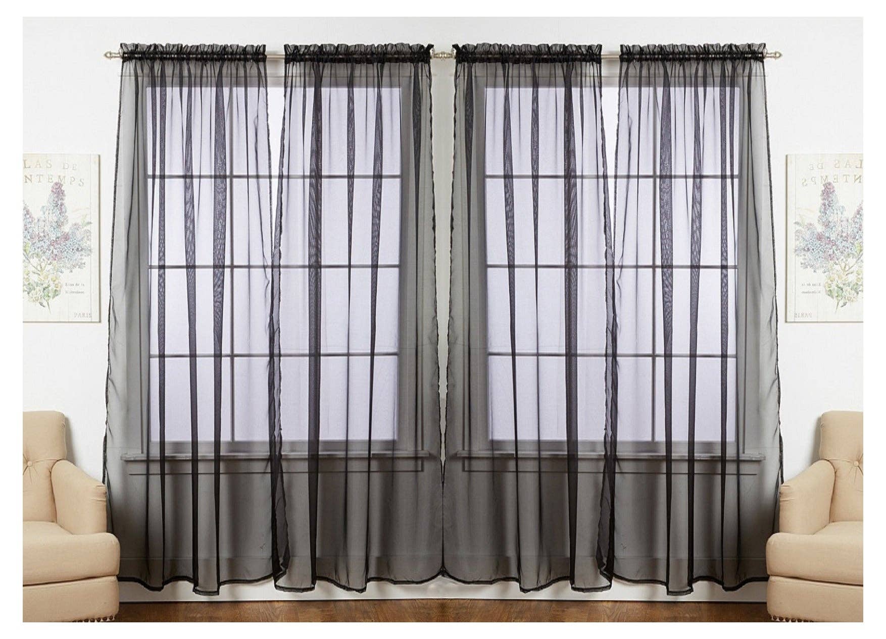 J&V TEXTILES - Vente Rideaux - J&V TEXTILES Lot de 4 panneaux de rideaux de fenêtre transparents11