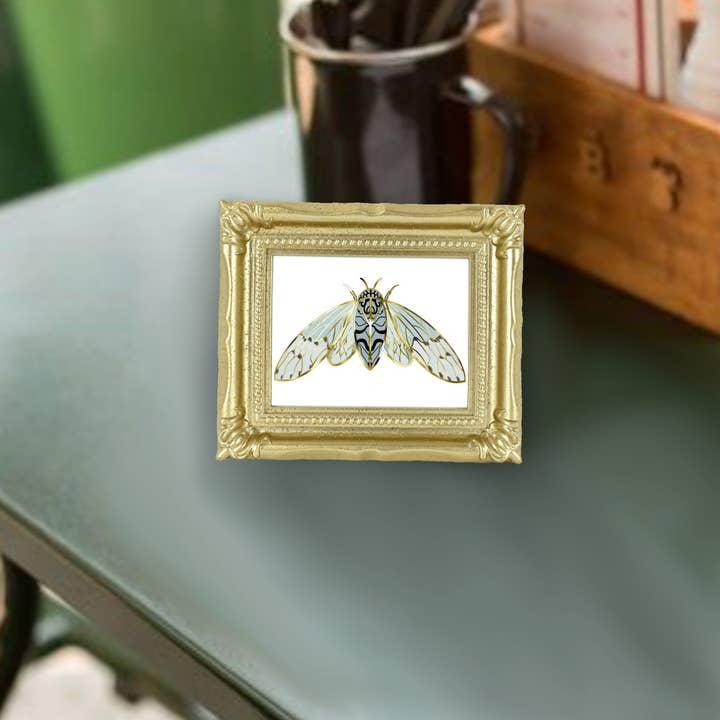 Neverending Stickers - Gold Framed Mini Print - Cicada - 4x3 for wholesale on Faire2