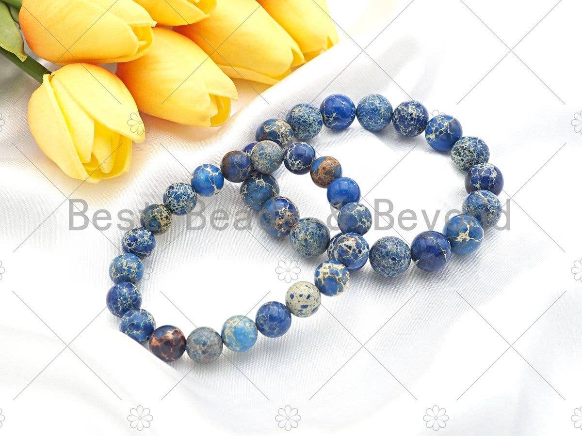 BestBeads&Beyond – Großhandel Perlenarmband – Blue Imperial Jasper dehnbares Armband, Art.-Nr. #EF332