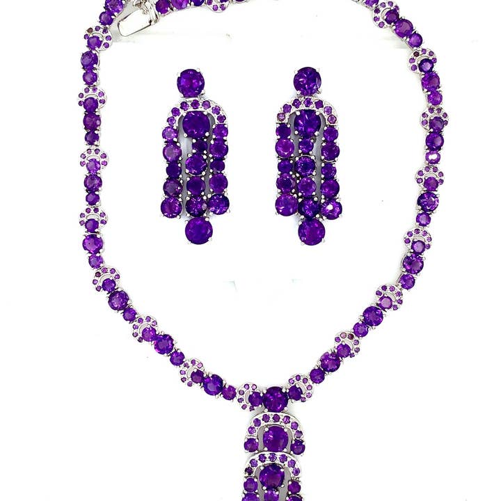Ametist Halsband Set i .925 Sterling Silver - KSS 6562 för wholesale av Kotawala Jewels