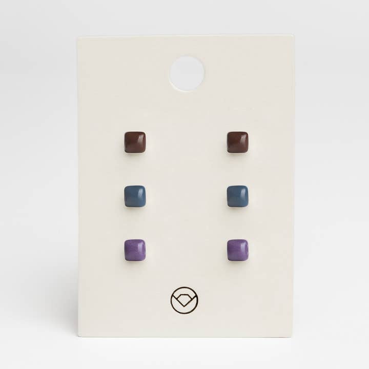 Lot de 3 boucles d'oreilles/brun café • bleu sarcelle • violet améthyste pour la vente par ALEXASCHA
