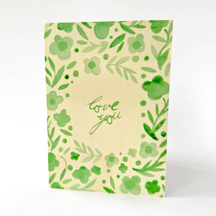 Love You (green flowers) for wholesale by Florence Fry