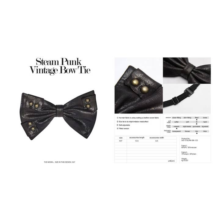 Western Fashion - Wholesale Bow Tie - Men's - WS315 - Steampunk Vintage Bow Tie