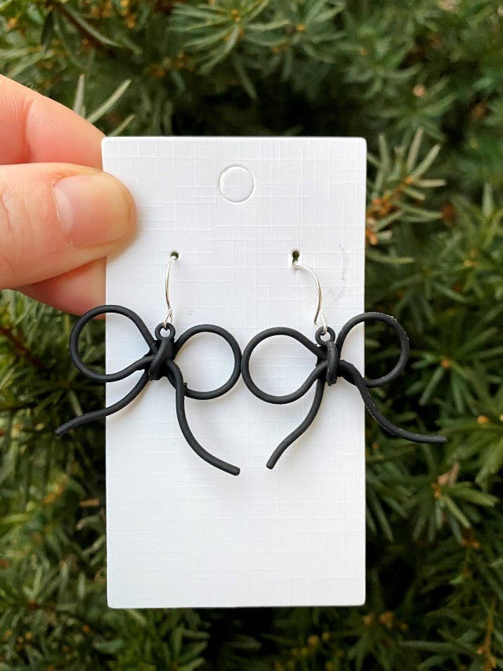 Black Metal Bow Earrings for wholesale by Baubles by B