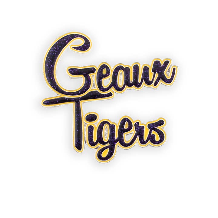 Seasons Jewelry - Wholesale Lapel Pin/Button - LSU Geaux Tigers Slogan Pin2