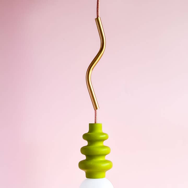 Frida Hanging Lamp | Handmade Jesmonite | green rose cable for wholesale by Mono