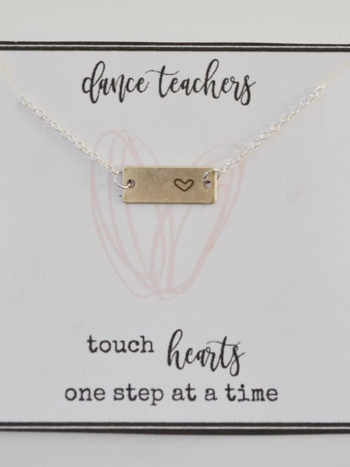 Gift for Dance Teacher, Teacher Appreciation Gift, Dance Teacher Gift, Bar Necklace, Heart Necklace, Gifts for Her, Teacher Thank You Gift for wholesale by Little Happies Co