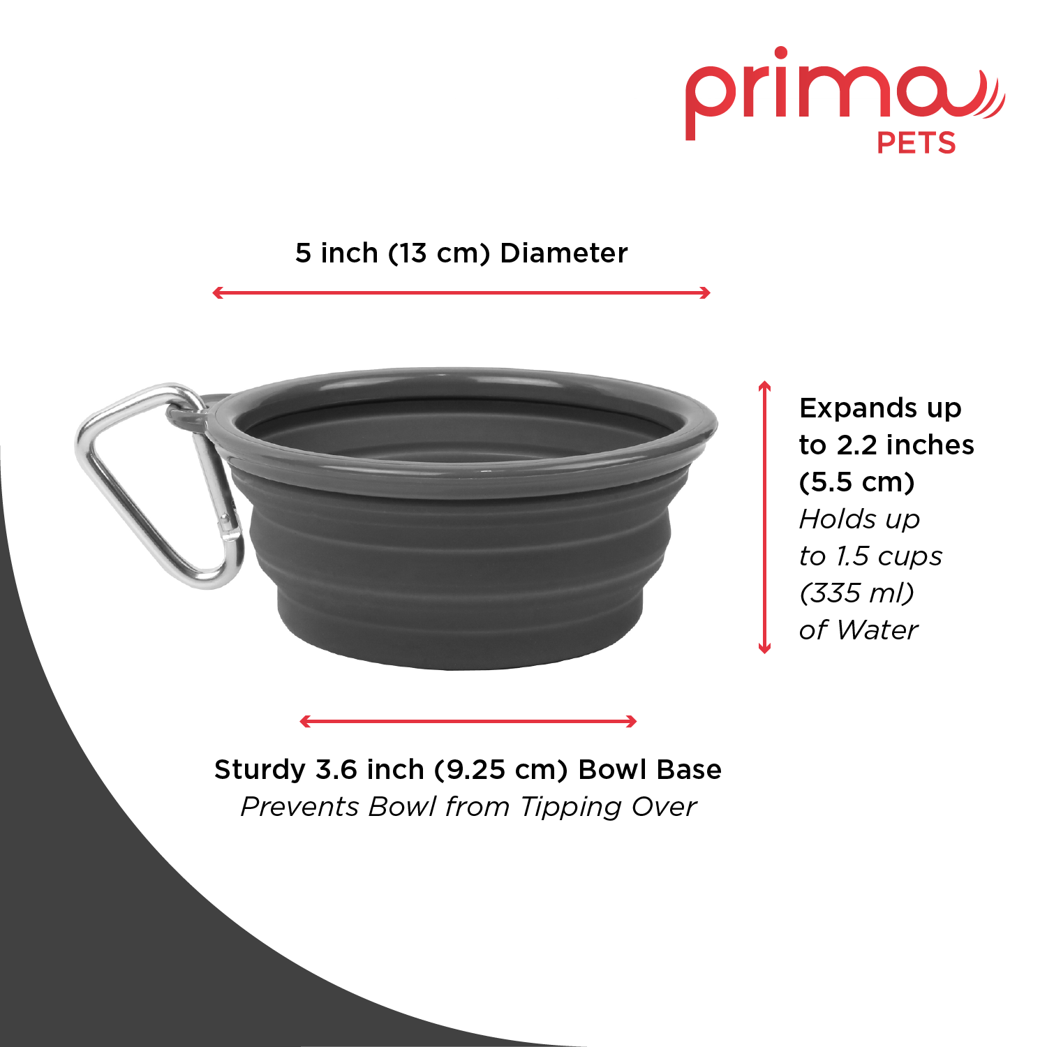 Prima Pets - Vente Gamelle – chat et chien - Petite gamelle pliable pour chien Gris1