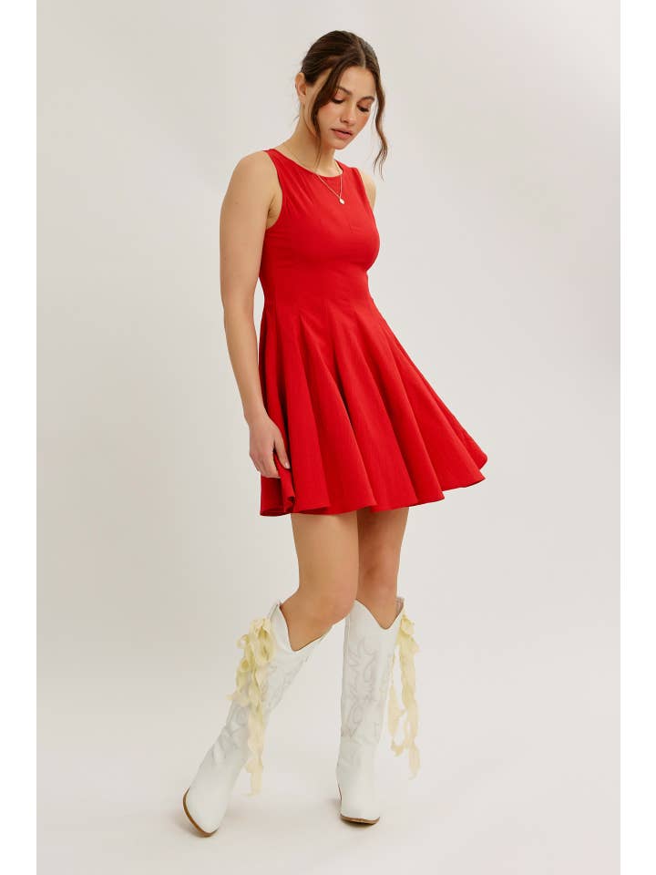 idem ditto - Wholesale Dress - Women's - LIGHTWEIGHT CRINKLED FIT AND FLARE MINI DRESS