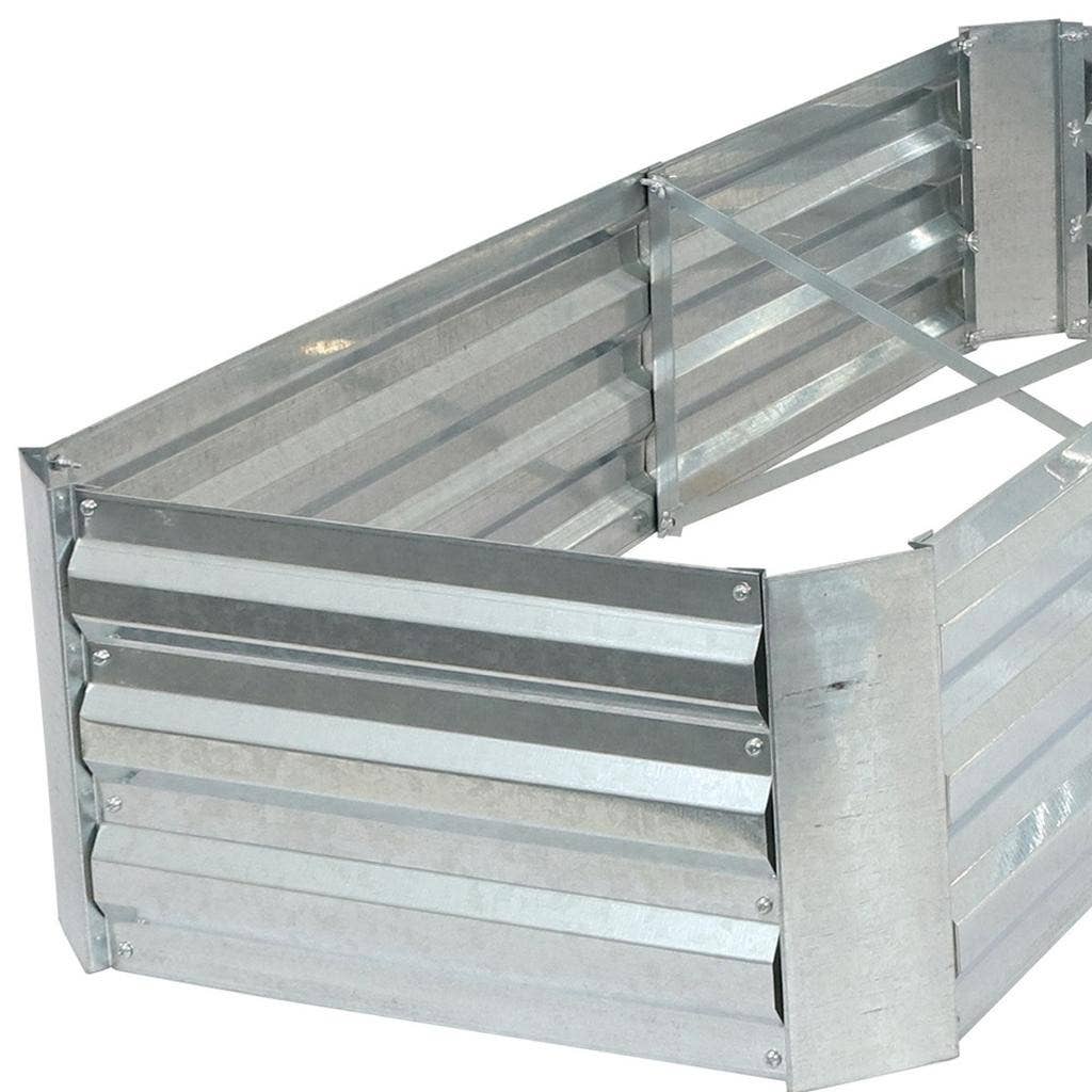 HomeRoots – Engroshandel Plantekasse – 12" X 60" Sølv Stål L Formet Hævet Havebed5