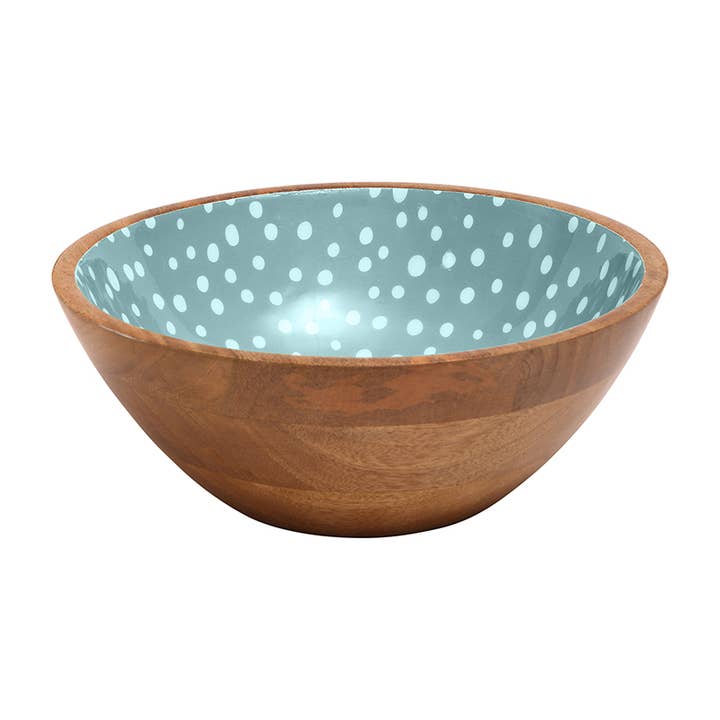 Sintra Mango Wood Spotted Salad Bowl - Duck Egg Blue for wholesale by Dexam