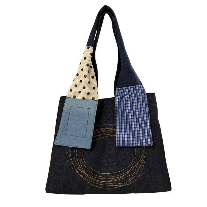 alberalkirk - Wholesale Tote Bag - Women's - Paneled Corduroy Tote Bag Magnetic Closure S5P3811