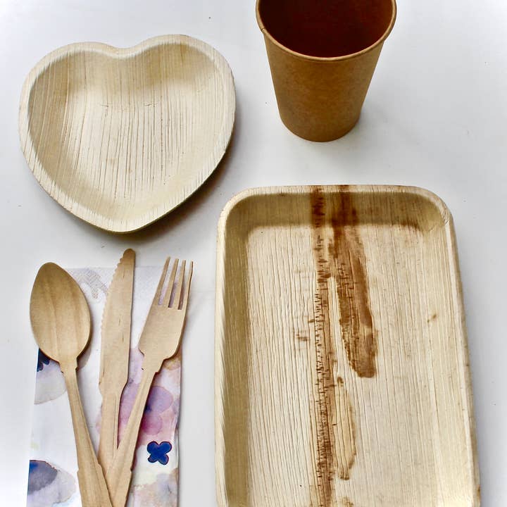 Tasse en bambou, 50 pièces, 6 x 9 pouces, 50 pouces, cœur, 150 couverts pour la vente par Eco Elegant Table Ware