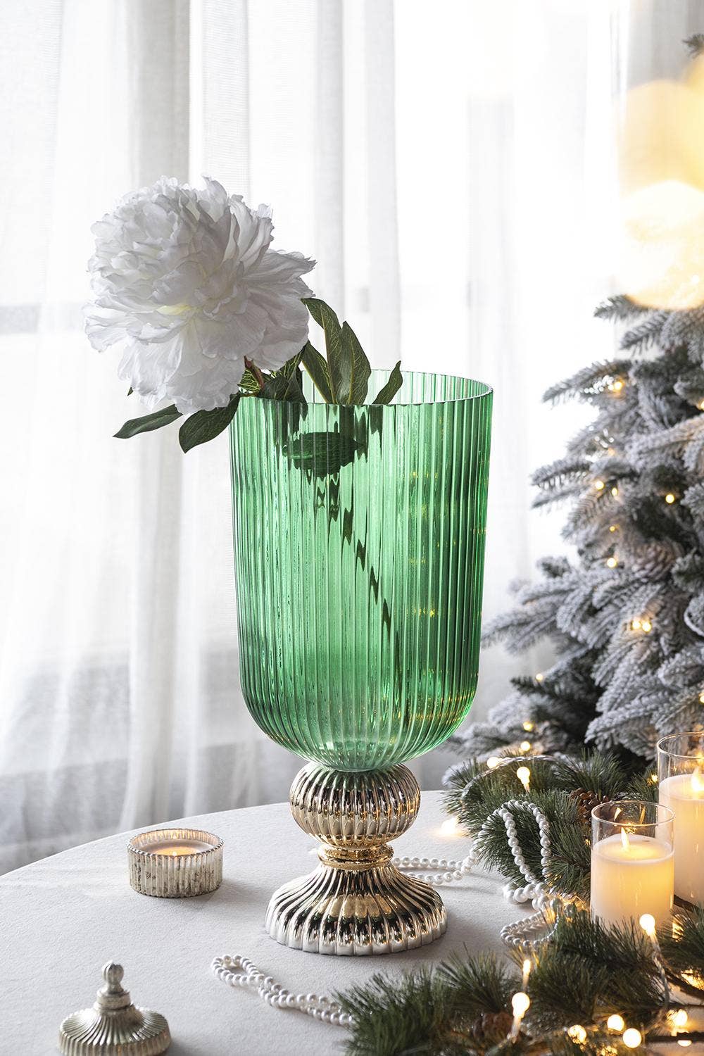 A&B Home Group Inc. - Wholesale Vase - D9.3x20" Flower Vase - Green/Gold4