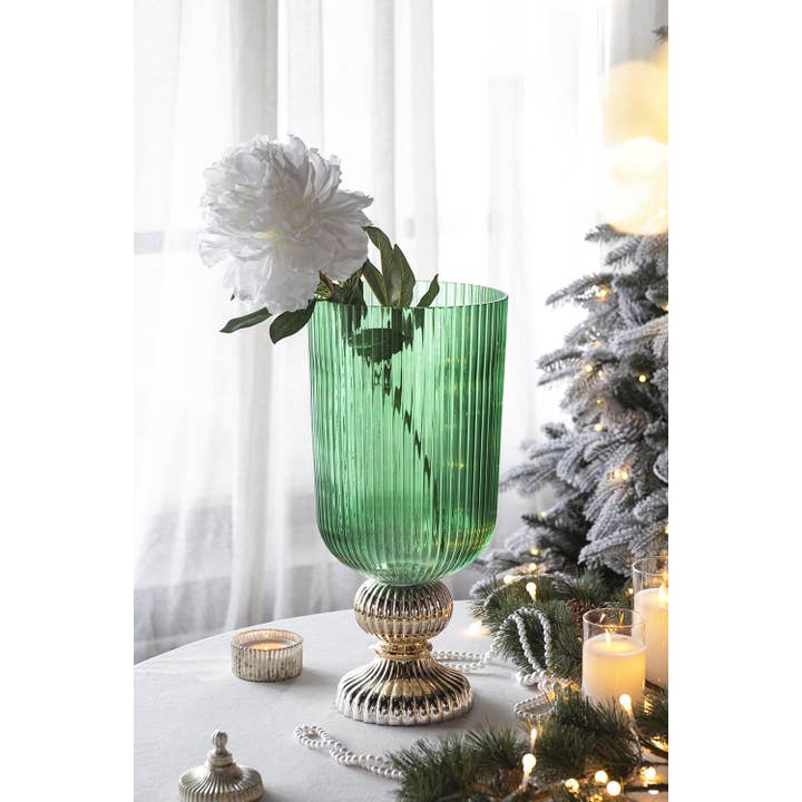 A&B Home Group Inc. - Wholesale Vase - D9.3x20" Flower Vase - Green/Gold4