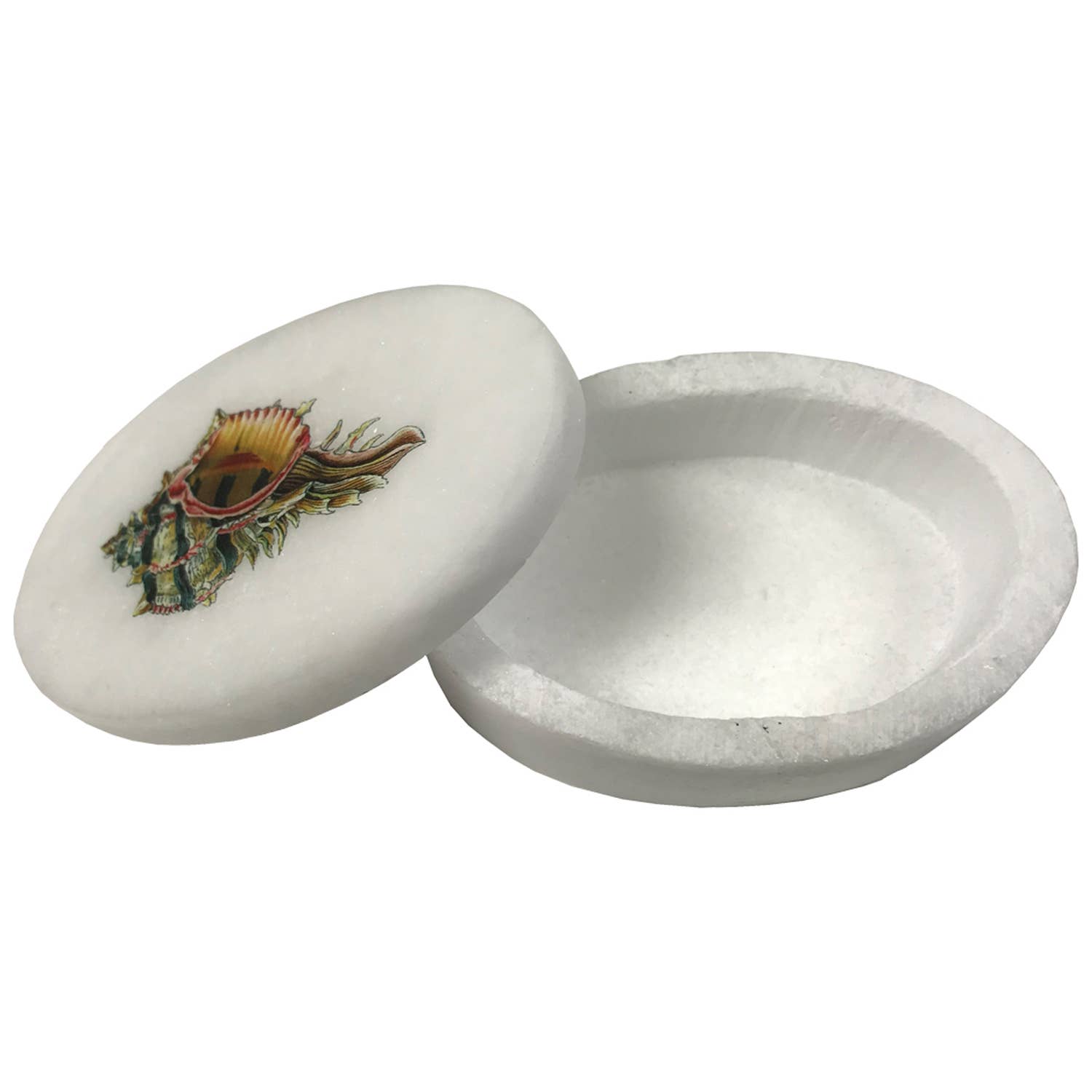 Madison Bay Co. - Historical Home Decor Reproductions – Großhandel Schmuckschatulle/-Organizer – Conch-Muscheln Weiße ovale Speckstein-Schmuckdose, 3"1