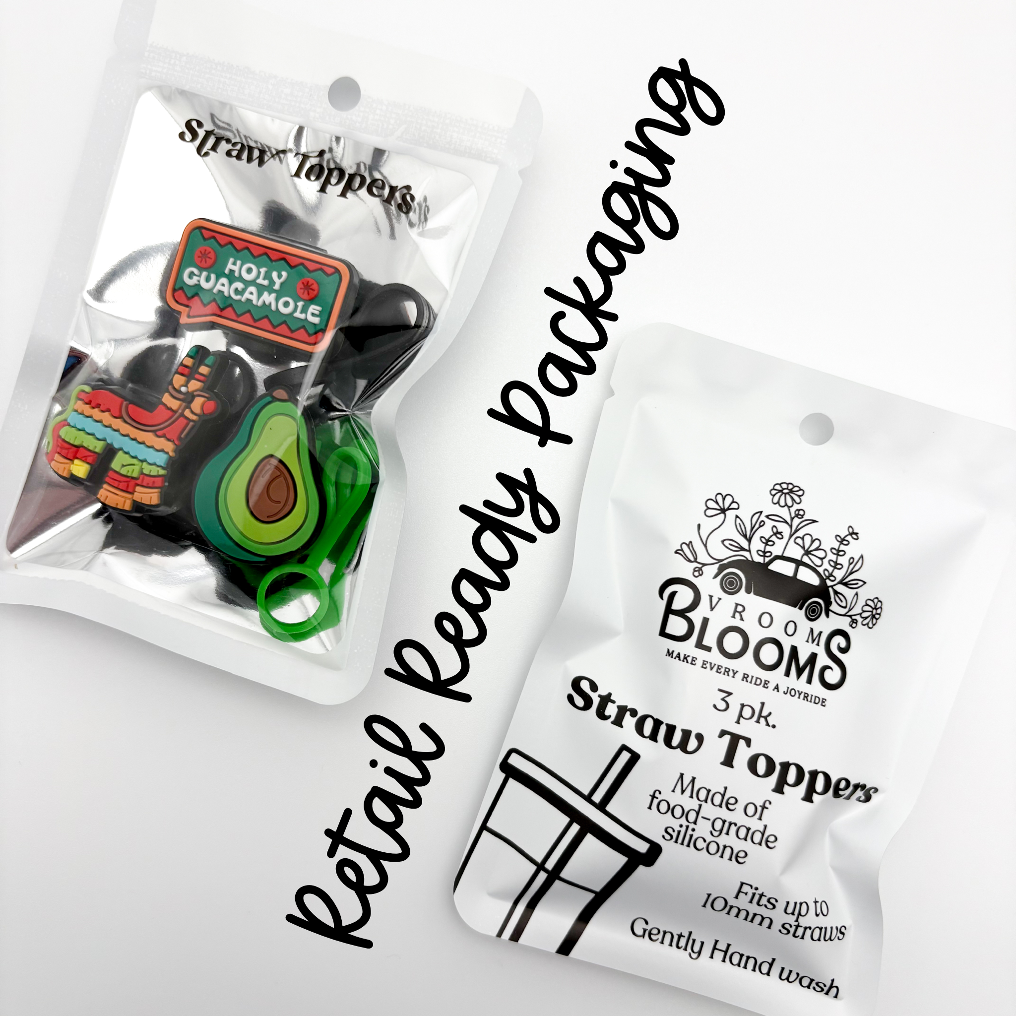 Vroom Blooms - Wholesale Drinking Straw - Straw Topper 3 pack - Holy Guacamole, Piñata, Avocado 2