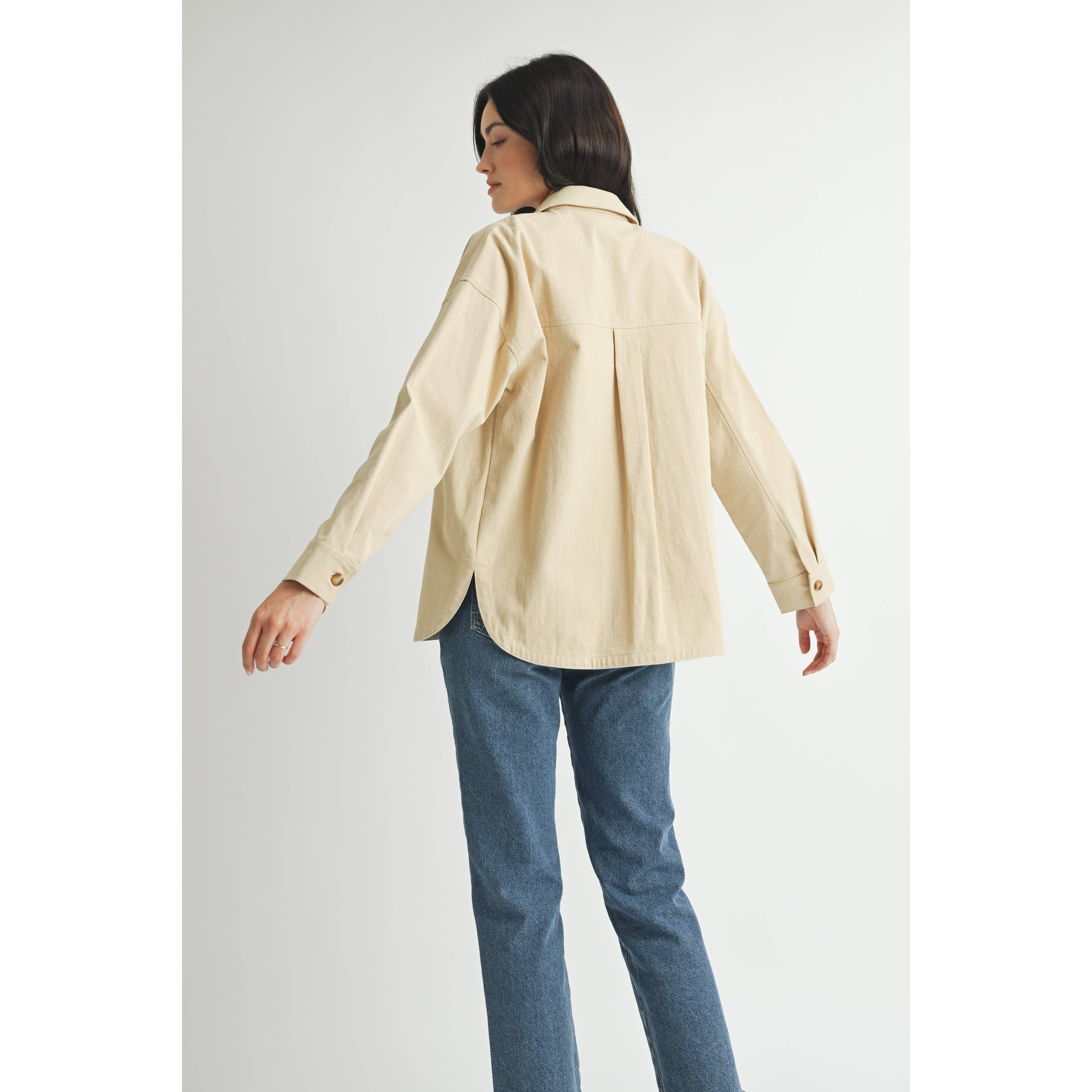 SAND COTTON TWILL SHIRT JACKET for wholesale on Faire16