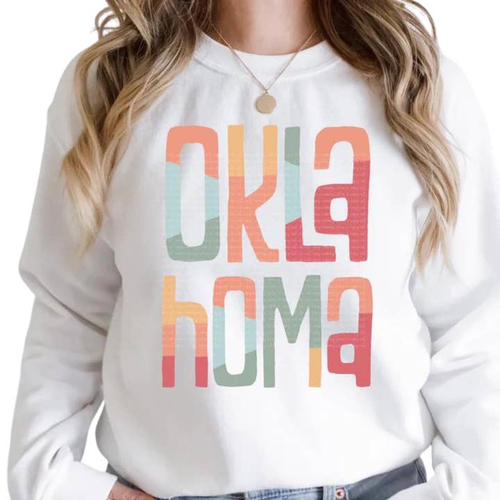 Sweatshirt Oklahoma - Coloré rétro pour la vente par Farmtown Printing Company
