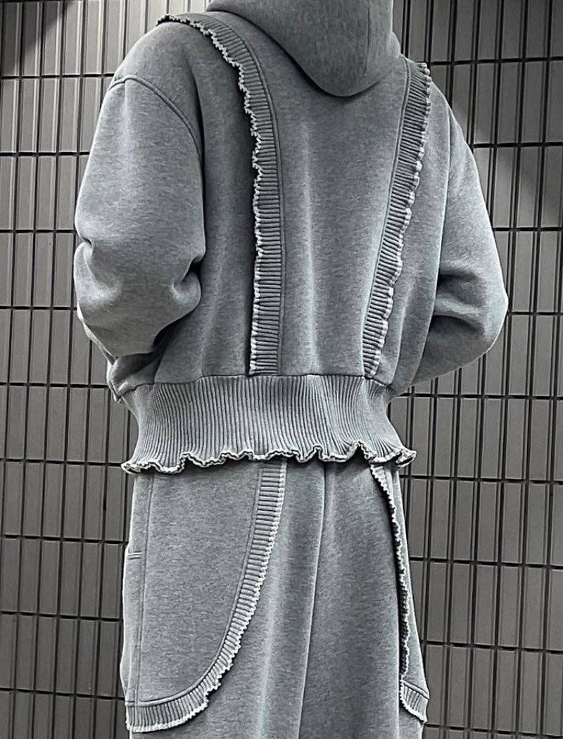 GREY Lace Hooded Top and Pants Set for wholesale on Faire3