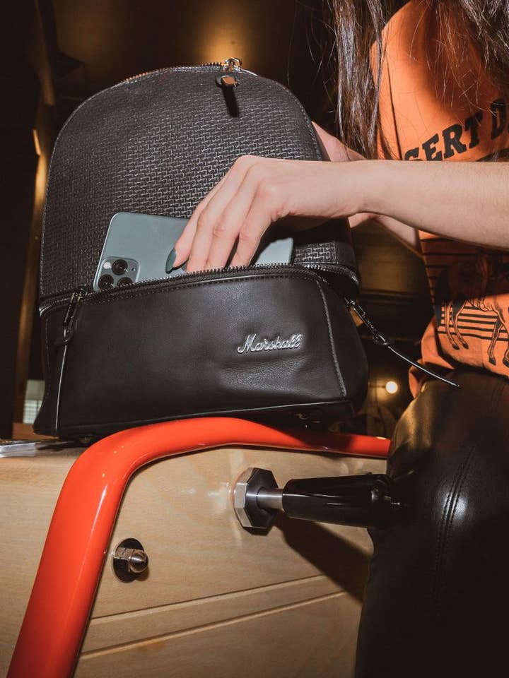 MARSHALL Backpack - Downtown Backpack - Black and Gold for wholesale by MARSHALL