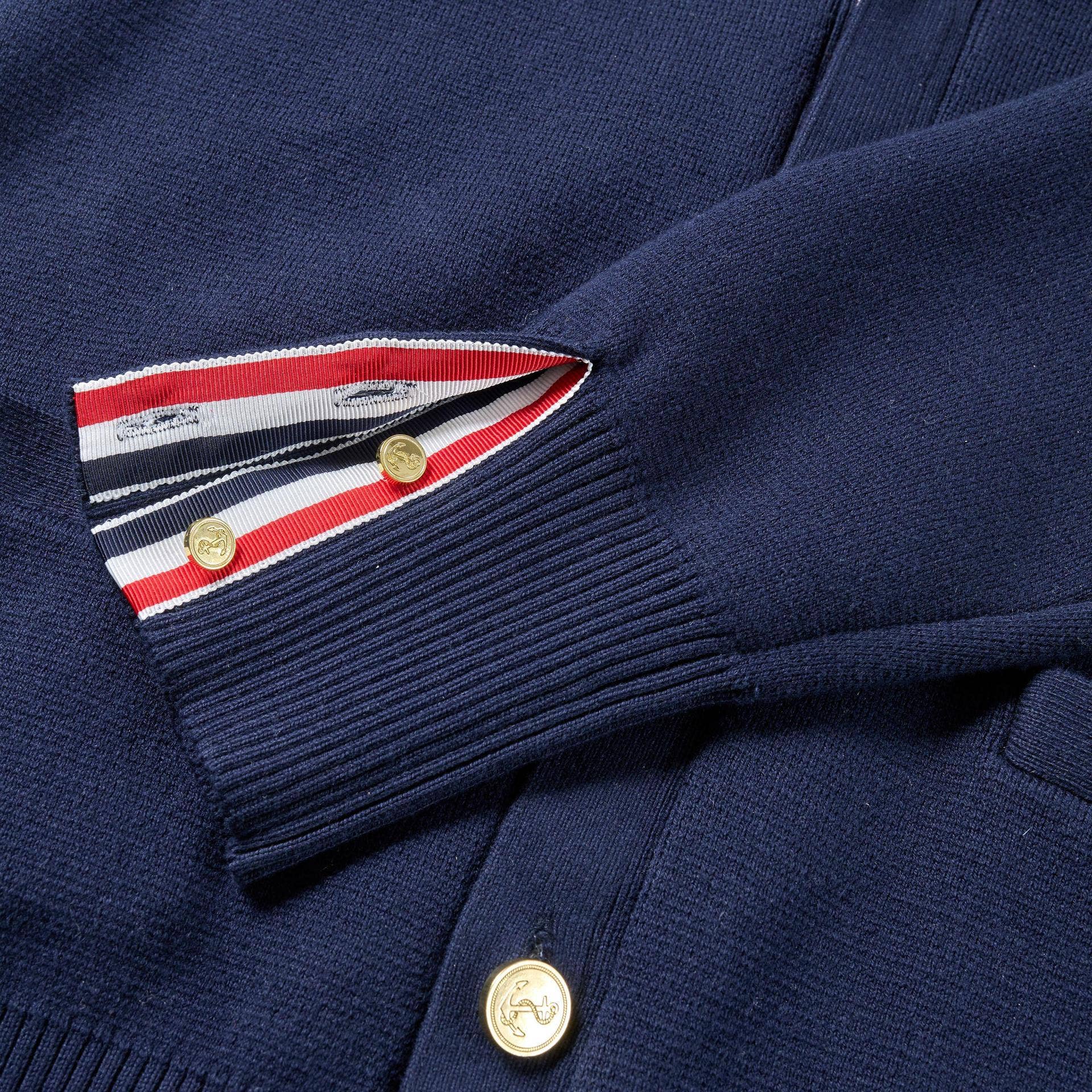 Bleu foncé Cardigan en laine brodé serpent JK201 – Style décontracté à col en V en vente sur Faire6