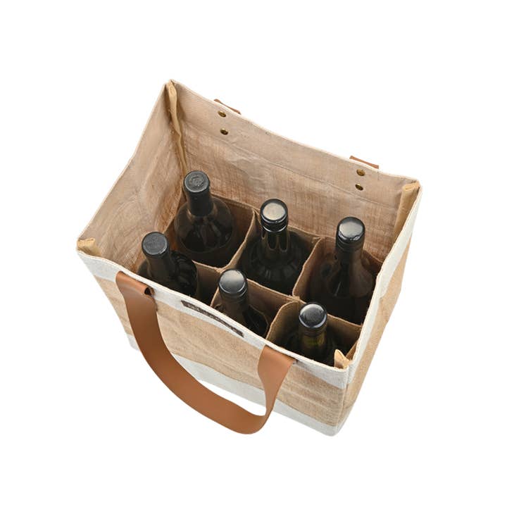 Out of the Woods® by KeepCool Bags - Wholesale Wine Tote - Jute 2-in-1 Convertible Beverage Tote - SMALL CASE PACKS