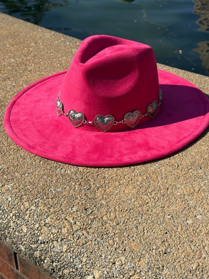 Heartbeat Suede Wide Brim Fedora Hat - Vegan Suede, Adjustable Straps, 10cm Brim, 12cm Height, Unisex Fashion Accessory for wholesale by Accessorizmee