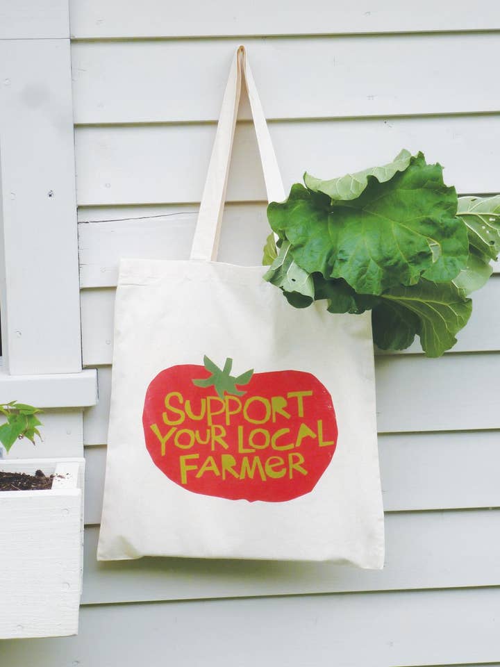 Borsa di tela design Pomodoro supporta il tuo agricoltore locale per la vendita all'ingrosso da parte di Glad Dog Cards