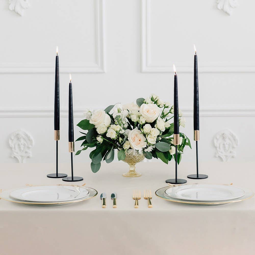 Weddingstar Inc. - Wholesale Candle holder - Modern Tiered Taper Candle Holders - Black & Gold - Set Of 22