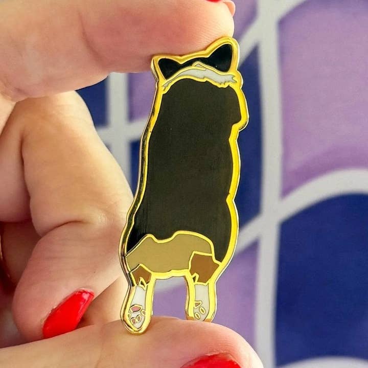 Corgi Sploot enamel pin for wholesale by MangoIllustrated