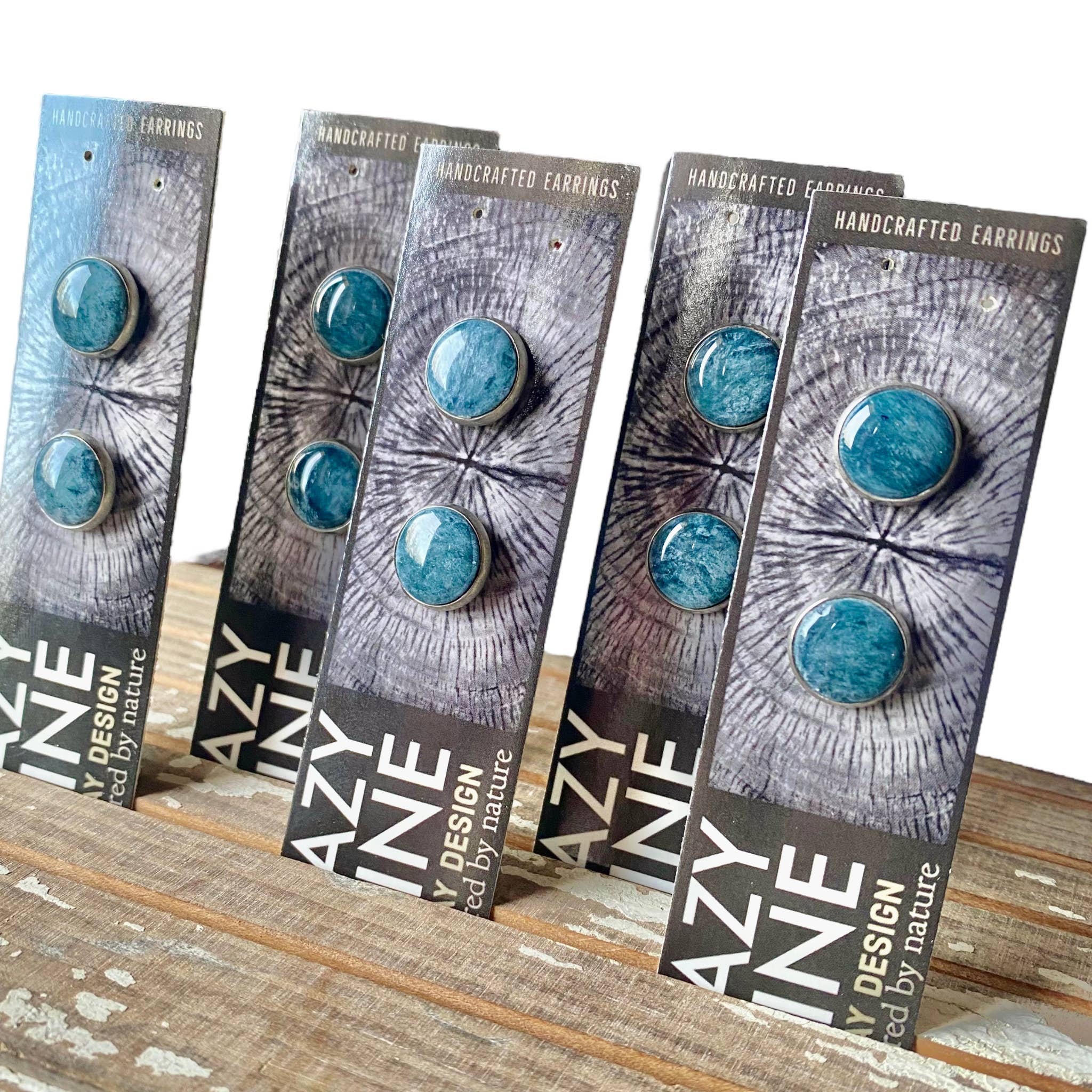 Lazy Pine Clay Design - Wholesale Jewelry Set - Stonewashed Framed Stud Sets4