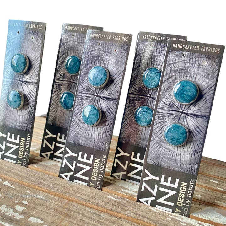 Lazy Pine Clay Design - Wholesale Jewelry Set - Stonewashed Framed Stud Sets4