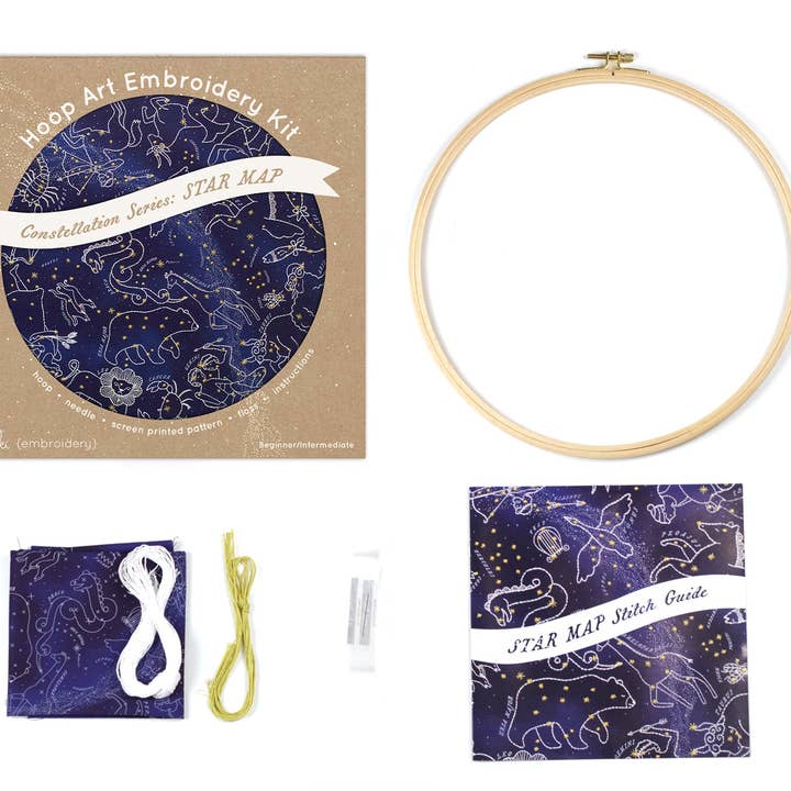 Kiriki Press - Wholesale Embroidery/Cross Stitch Supplies - Star Map - 11" Hoop Kit
