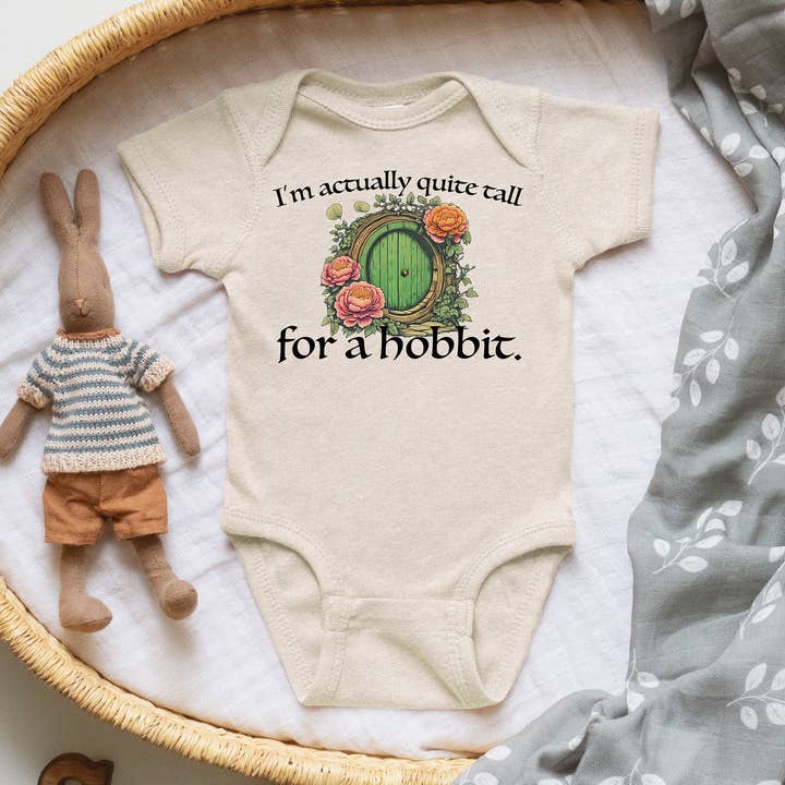 I'm Actually Quite Tall for a Hobbit Bodysuit Nerdy Baby Bodysuit Baby Onesie© Lord of the Rings for wholesale by Keen Bee Studio