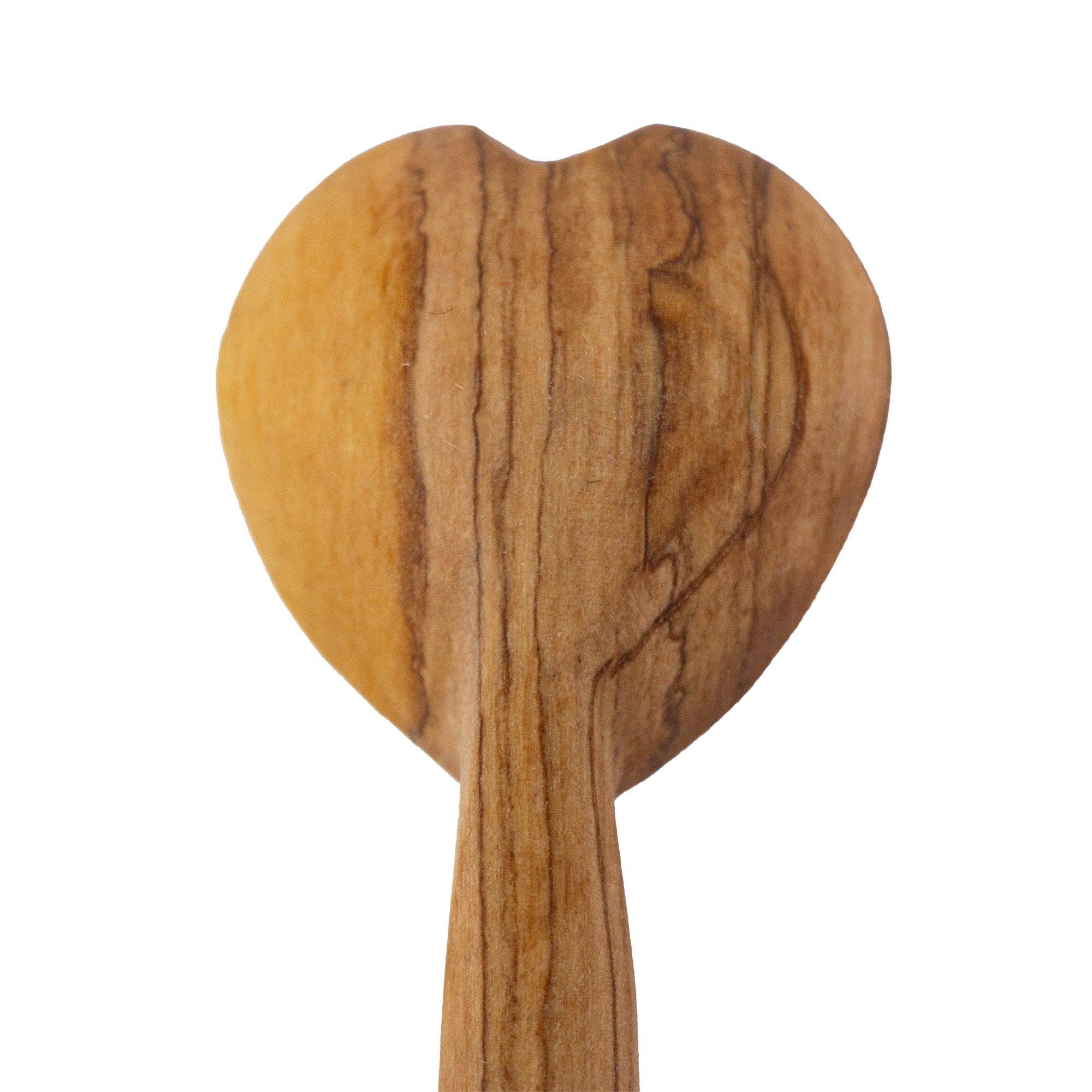Global Crafts - Vente Cuillère de cuisine - Cuillère à cœur en bois d'olivier, 15-18 cm3