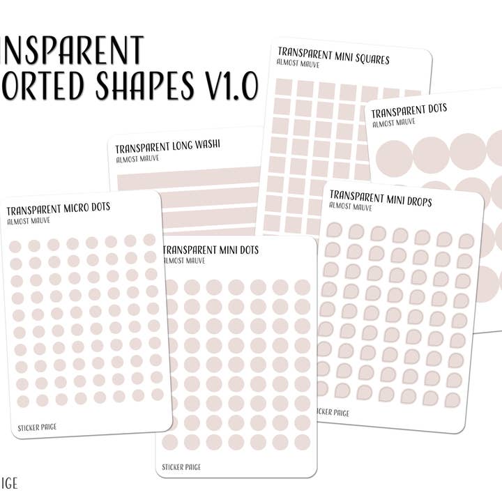 Transparent Shapes Planner Sticker Set V1.0 for wholesale by Sticker Paige