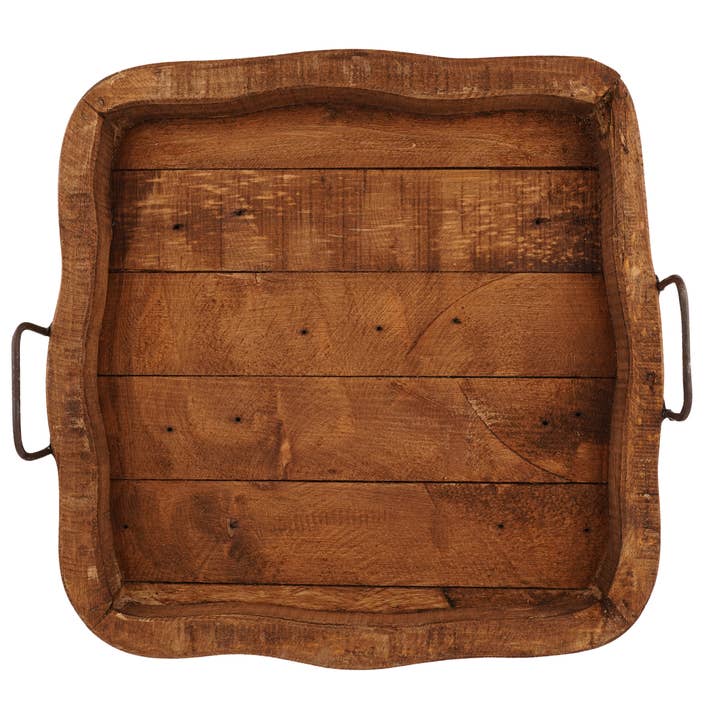 My Amigos Imports - Wholesale Decorative Tray - Bixby-Farmhouse-Wood Tray-Three Color Choices-15x15x4 inches