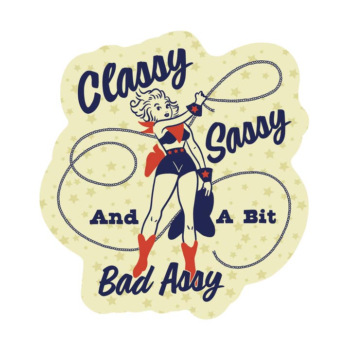 Pegatina de vinilo de alta calidad de vaquera descarada y malhablada. para venta al por mayor de Juju and Moxie