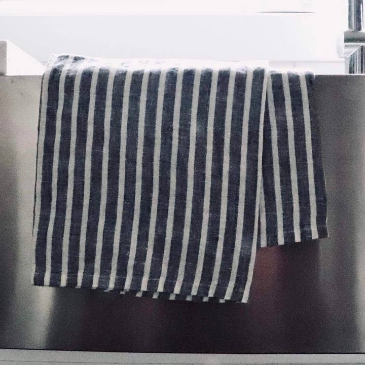 Farmer's Son Co. - Linen Kitchen Towel - Blue Ticking for wholesale by Farmer’s Son Co.