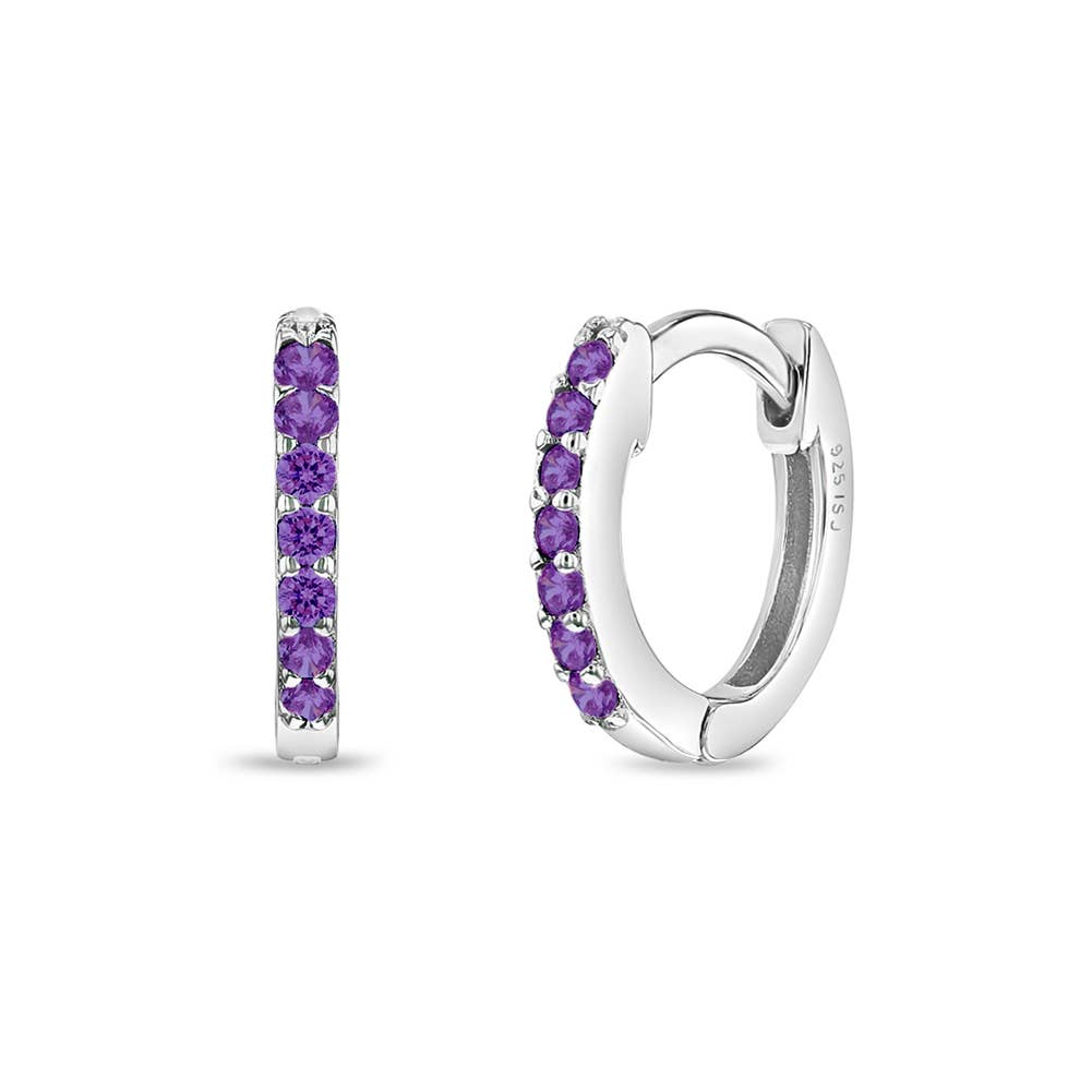 In Season Jewelry – wholesale Huggie earrings – Tiny Multi CZ 7mm Baby Kids Earrings Hoop - Sterling Silver0