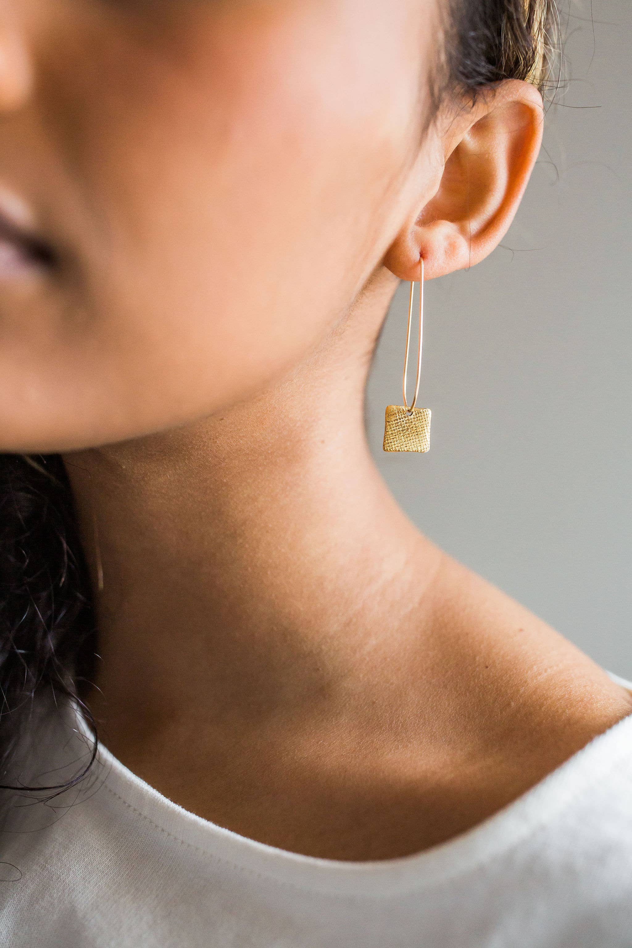 Jenna Vanden Brink Ceramics - Wholesale Dangle Earrings - Pinstripe Square Drops7